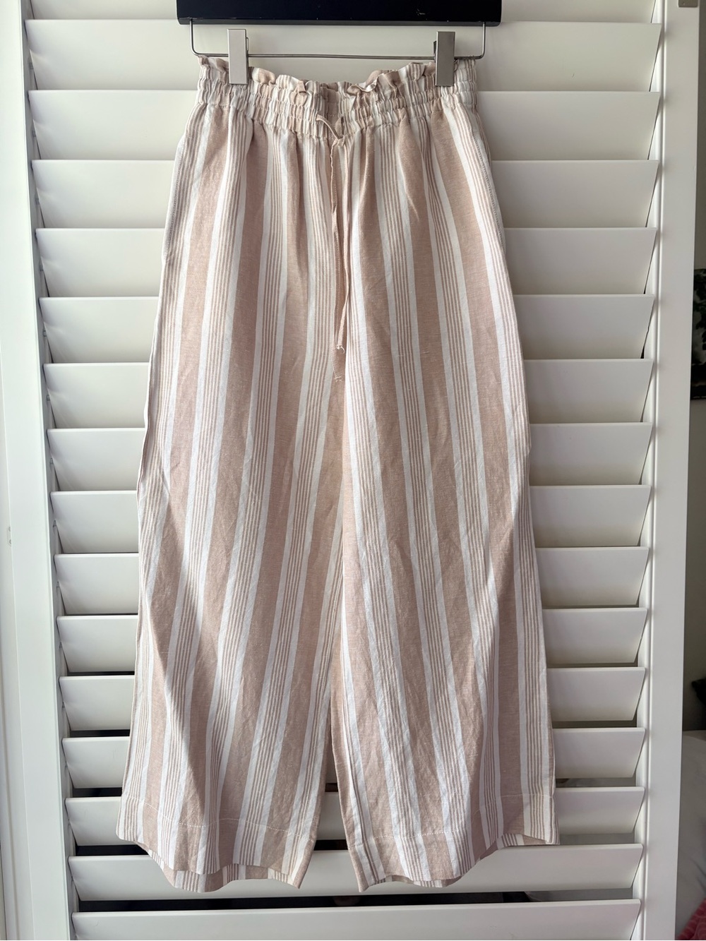 Madewell Beige and White Striped Wide-Leg Pants
